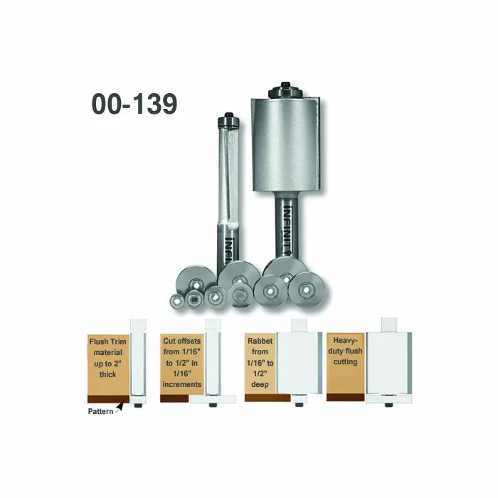 Infinity Tools 1/2" Shank Multi-Bearing Pattern Router Bit Set