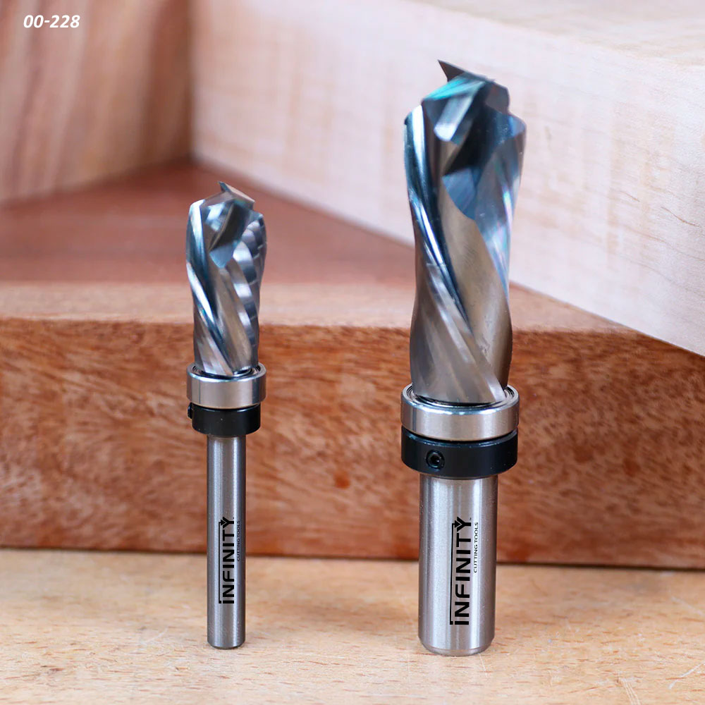 Infinity Tools 2-Pc. Solid Carbide Compression Pattern Cutting Router Bit Set