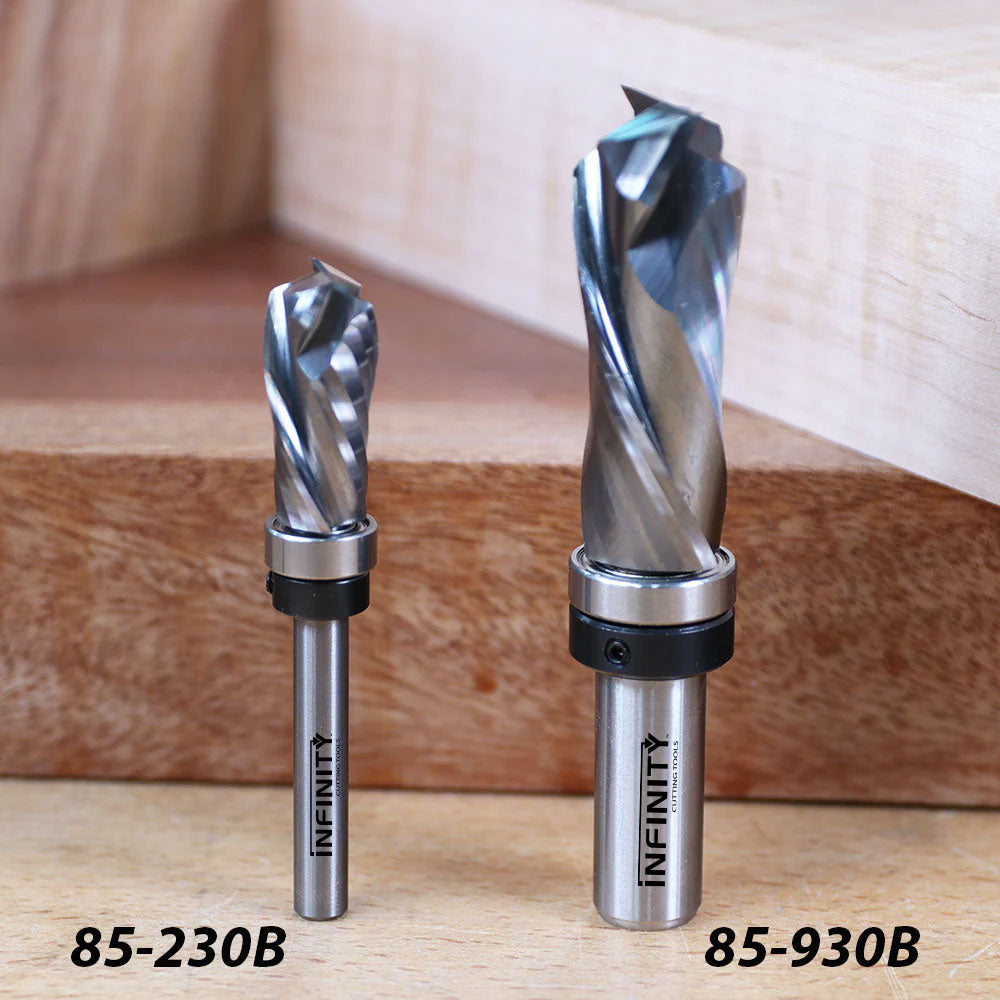 Infinity Tools 2-Pc. Solid Carbide Compression Pattern Cutting Router Bit Set